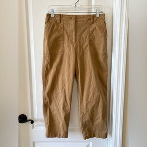 Talbots Khaki High Waist Patch Pocket Cropped Pants Size 10P